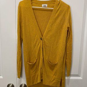 yellow cardigan sweater